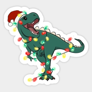 T-Rex Santa Christmas Lights Sticker